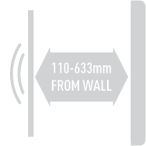 Distance from wall 110-633mm